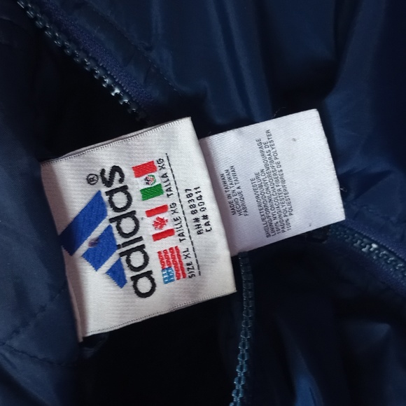 Vintage 90s Adidas Blue Stripes Blue Essential Winter Jacket - Picture 2 of 9